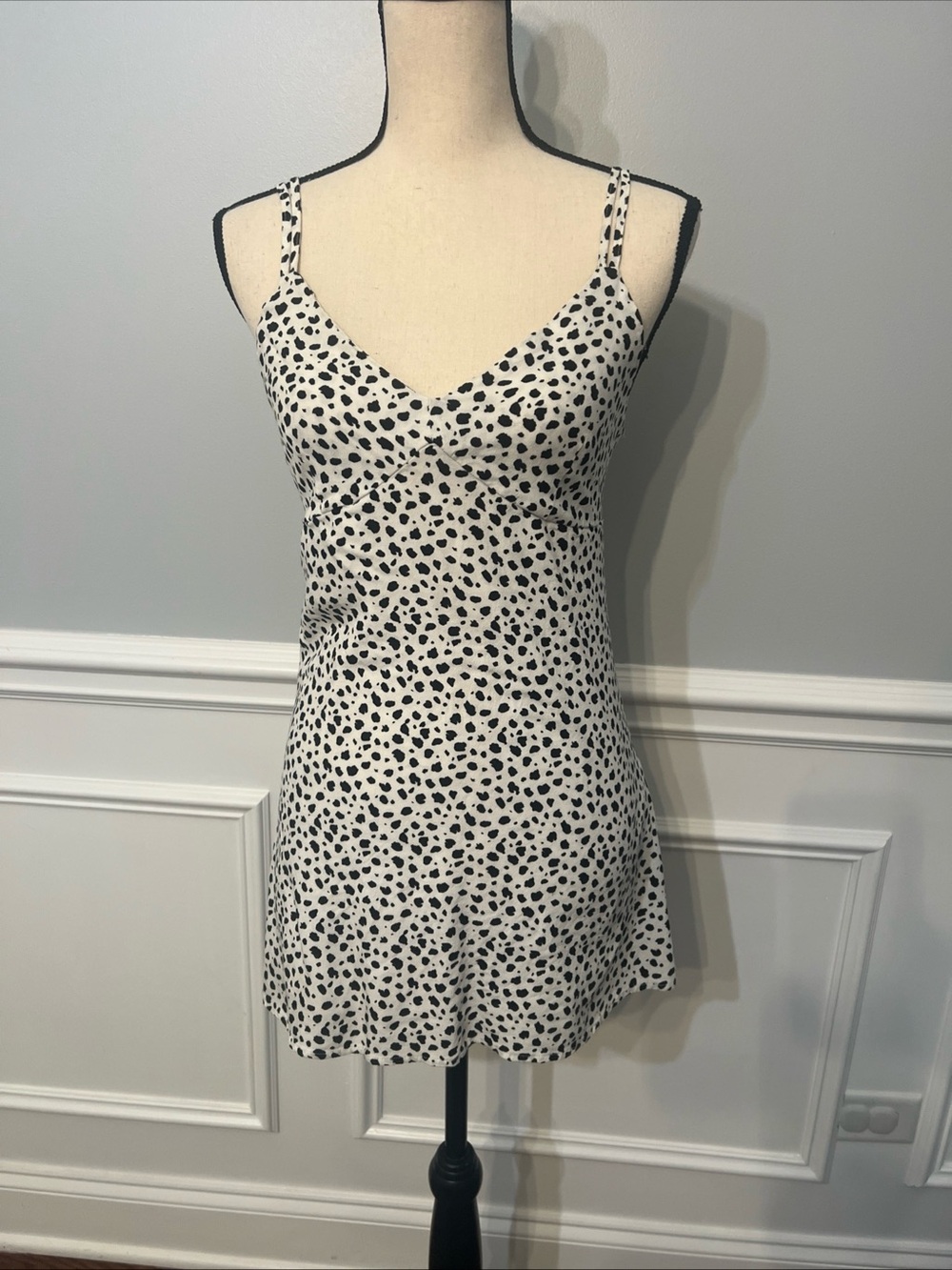 Kendall & Kylie Animal Print Black & White Strappy Back Cutout Mini Dress S